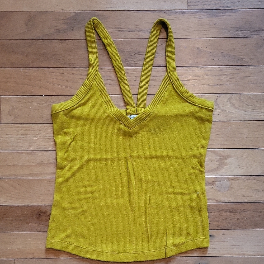 Free People Mustard Yellow Knit Tank Top
